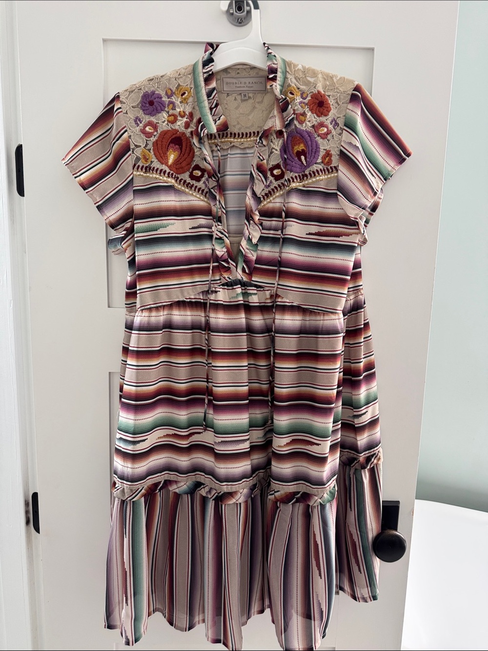 Double D Ranch Multi-Striped Embroidered Yoke Dress